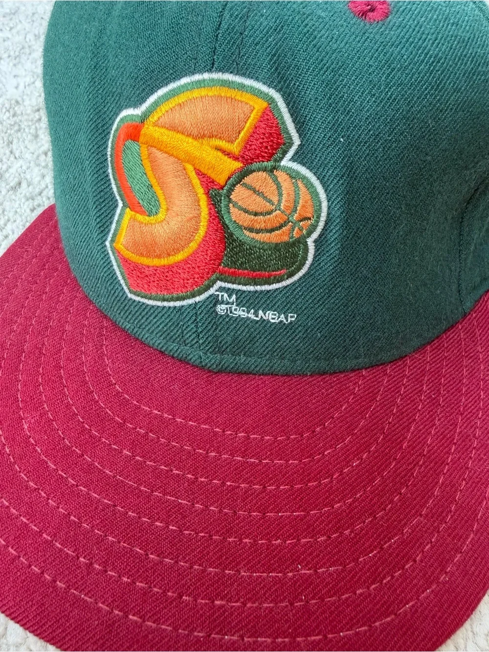 Vintage 1994 New Era 5950 Size 7 Seattle SuperSonics NBA Green Fitted Wool Hat